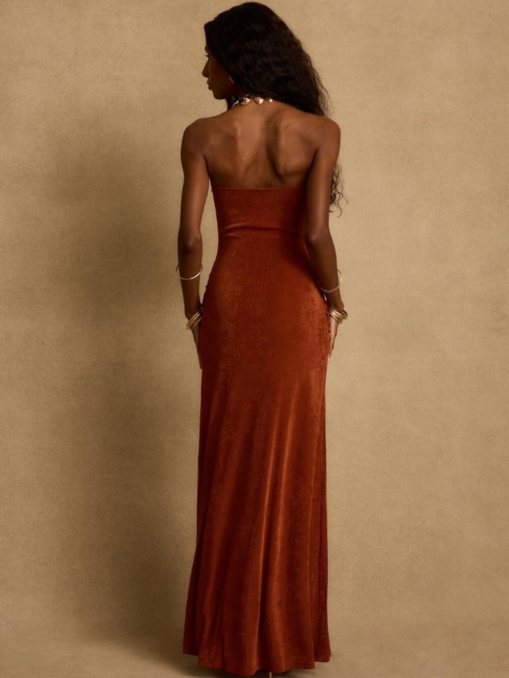 12th Tribe Madonna Rust Maxi Dress Size Small - Picture 3 of 3